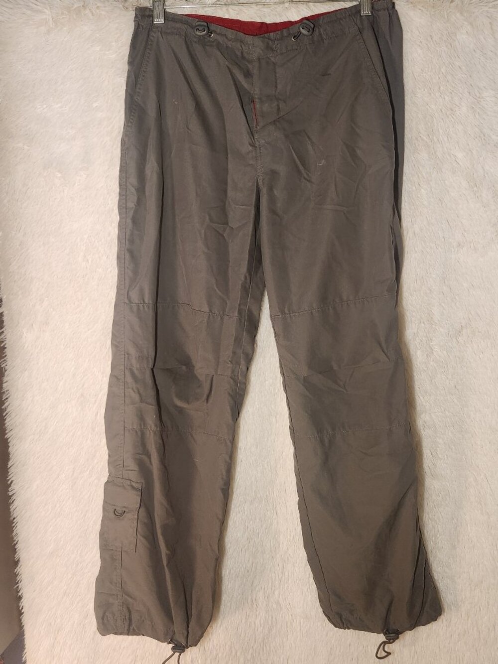 Old Navy Gray Drawstring Track Pants with Red Waist Lining Women Size Medium